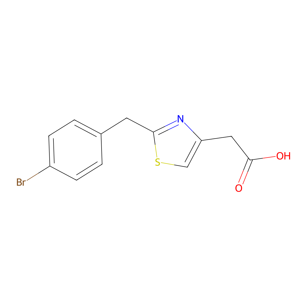 2-{2-[(4-Bromophenyl)methyl]-1,3-thiazol-4-yl}acetic acid molecular structure, CAS 1053656-92-0