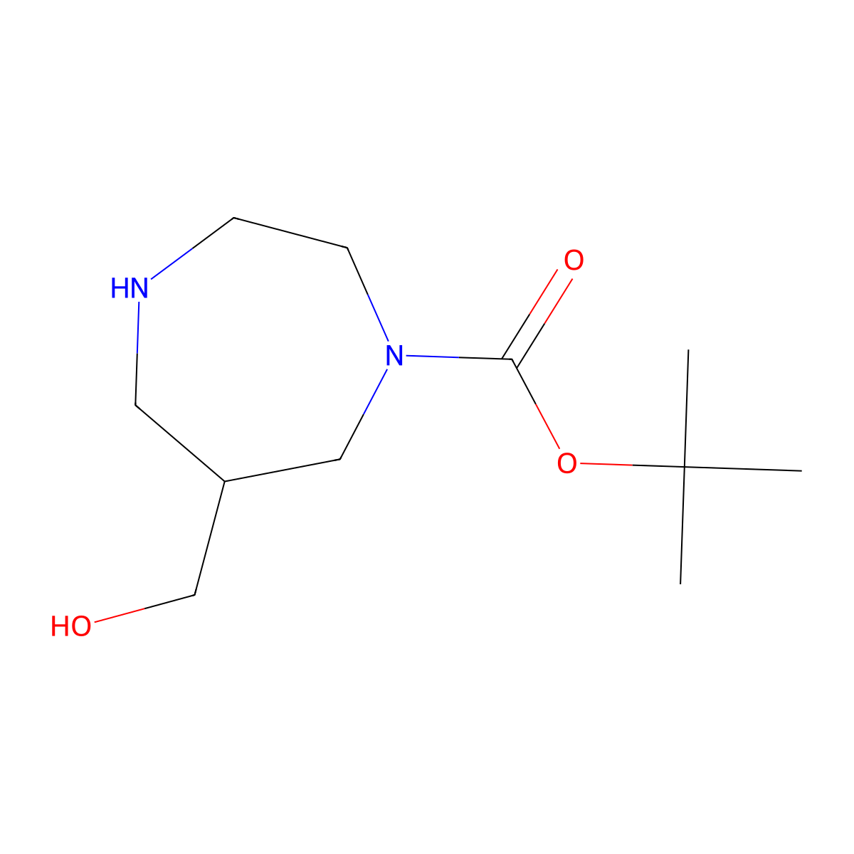 1,1-Dimethylethyl hexahydro-6-(hydroxymethyl)-1H-1,4-diazepine-1-carboxylate molecular structure, CAS 1053656-94-2