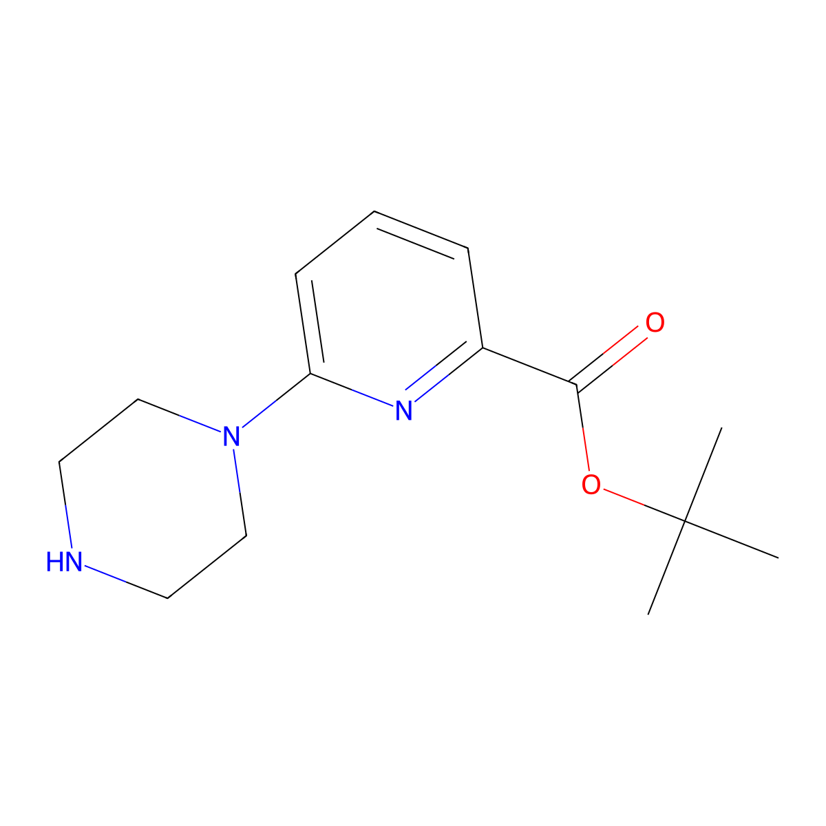 tert-Butyl 6-(piperazin-1-yl)picolinate molecular structure, CAS 1053656-96-4