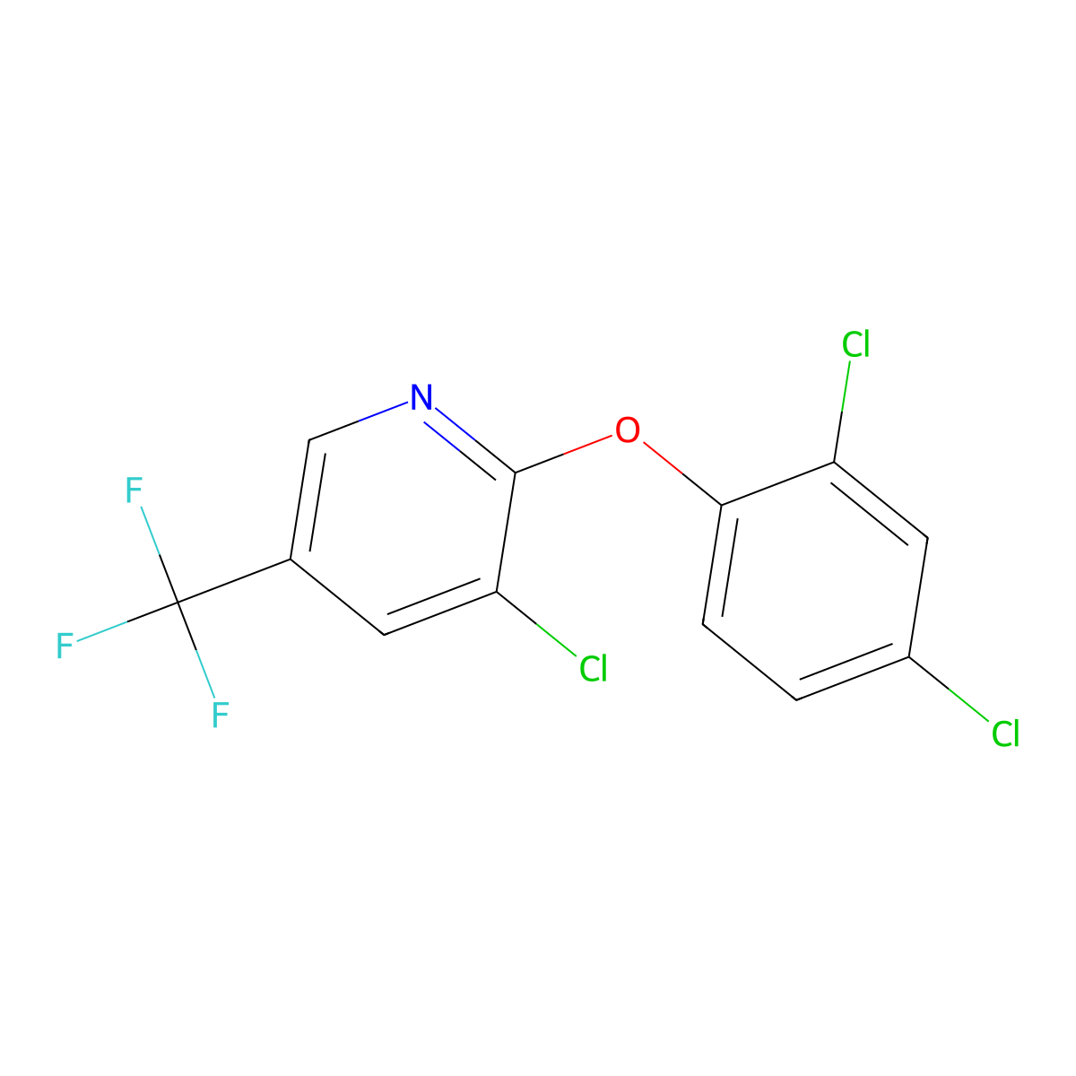 3-Chloro-2-(2,4-dichlorophenoxy)-5-(trifluoromethyl)pyridine molecular structure, CAS 1053656-99-7