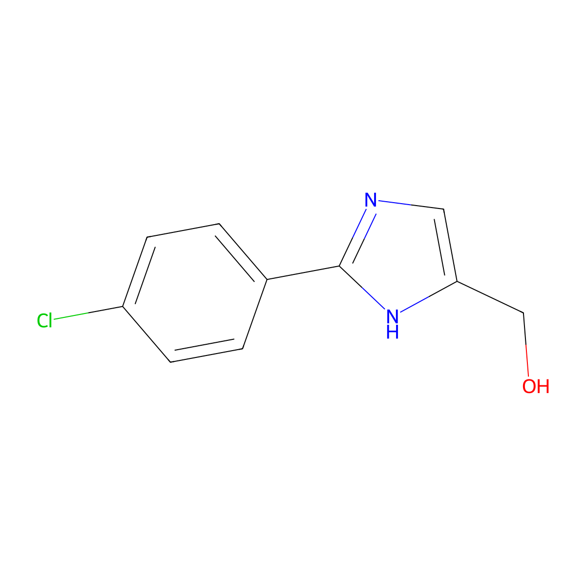 (2-(4-chlorophenyl)-1H-imidazol-4-yl)methanol molecular structure, CAS 1053657-17-2