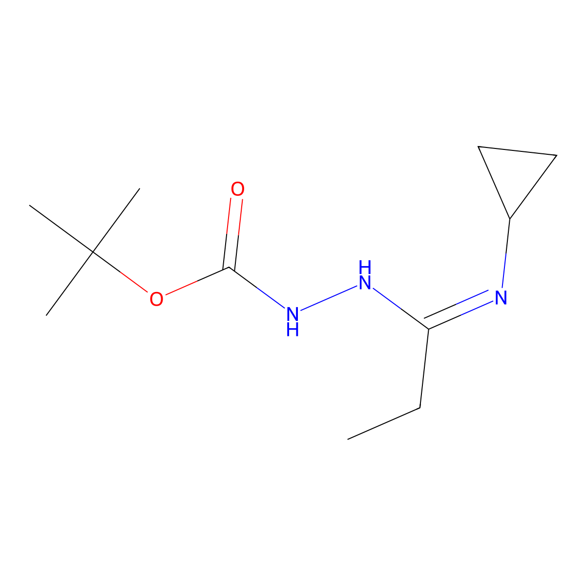 N'-[1-Cyclopropylaminopropylidene]hydrazinecarboxylic acid tert-butyl ester molecular structure, CAS 1053657-24-1