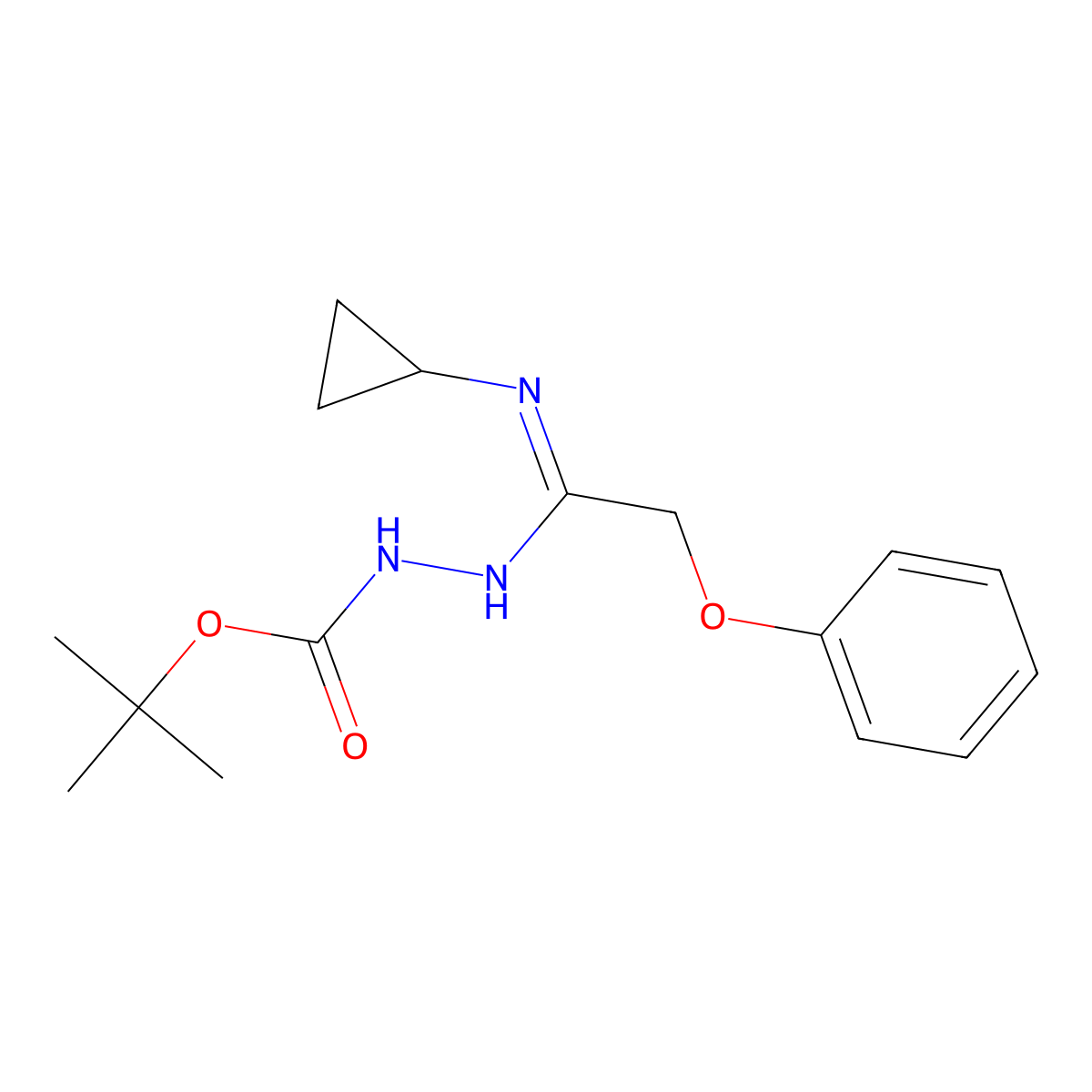 N'-[1-Cyclopropylamino-2-phenoxyethylidene]hydrazinecarboxylic acid tert-butyl ester molecular structure, CAS 1053657-38-7
