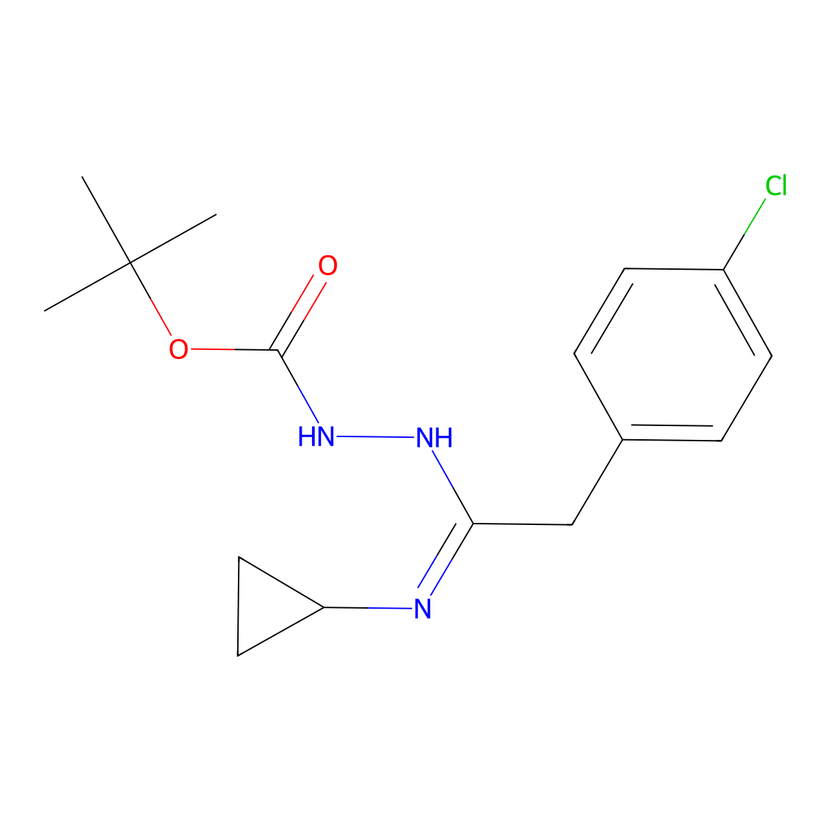 N'-[2-(4-Chlorophenyl)-1-cyclopropylaminoethylidene]hydrazinecarboxylic acid tert-butyl ester molecular structure, CAS 1053657-43-4
