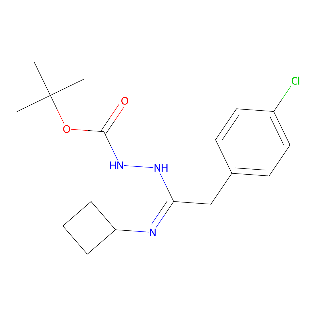 n'-[2-(4-Chlorophenyl)-1-cyclobutylaminoethylidene]hydrazinecarboxylic acid tert-butyl ester molecular structure, CAS 1053657-48-9