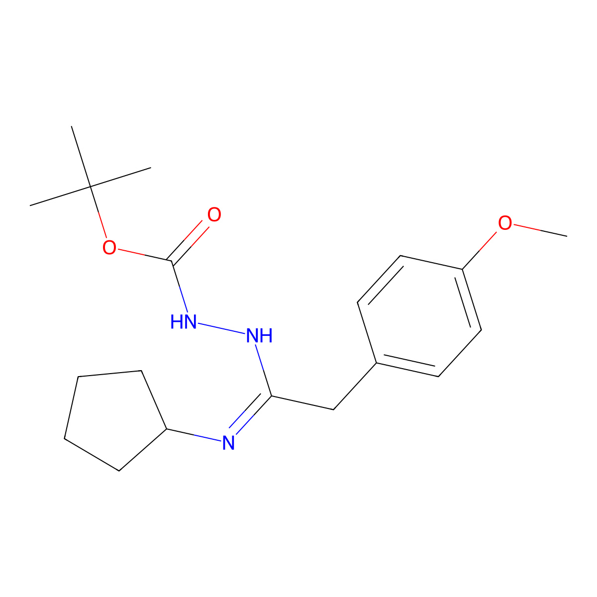 N'-[1-Cyclopentylamino-2-(4-methoxyphenyl)ethylidene]hydrazinecarboxylic acid tert-butyl ester molecular structure, CAS 1053657-57-0