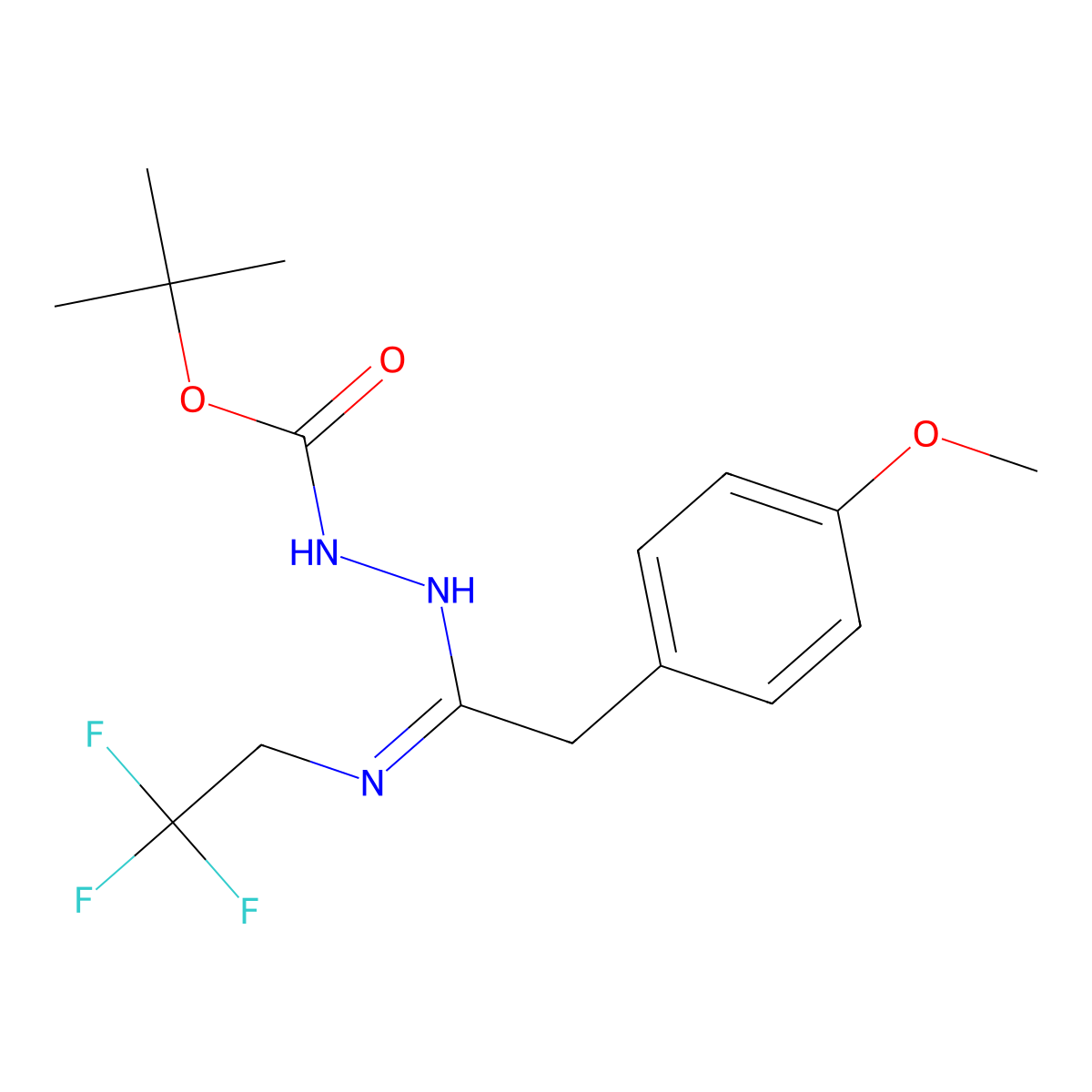 [(1E)-1-({[(tert-butoxy)carbonyl]amino}imino)-2-(4-methoxyphenyl)ethyl](2,2,2-trifluoroethyl)amine molecular structure, CAS 1053657-61-6