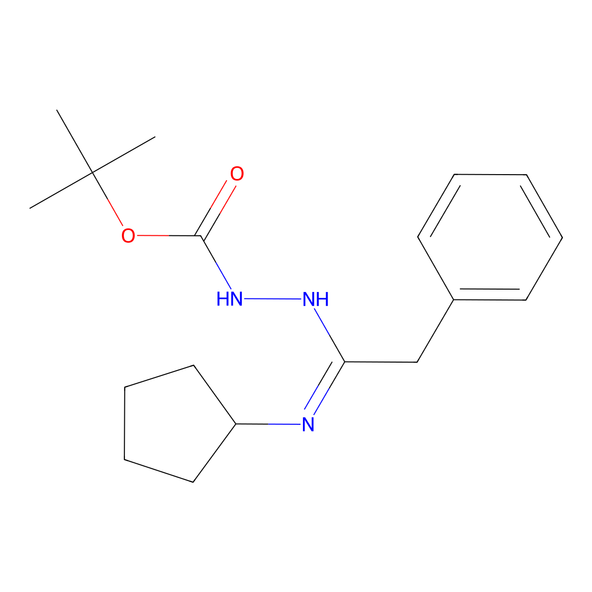 N'-[1-Cyclopentylamino-2-phenylethylidene]hydrazinecarboxylic acid tert-butyl ester molecular structure, CAS 1053657-66-1