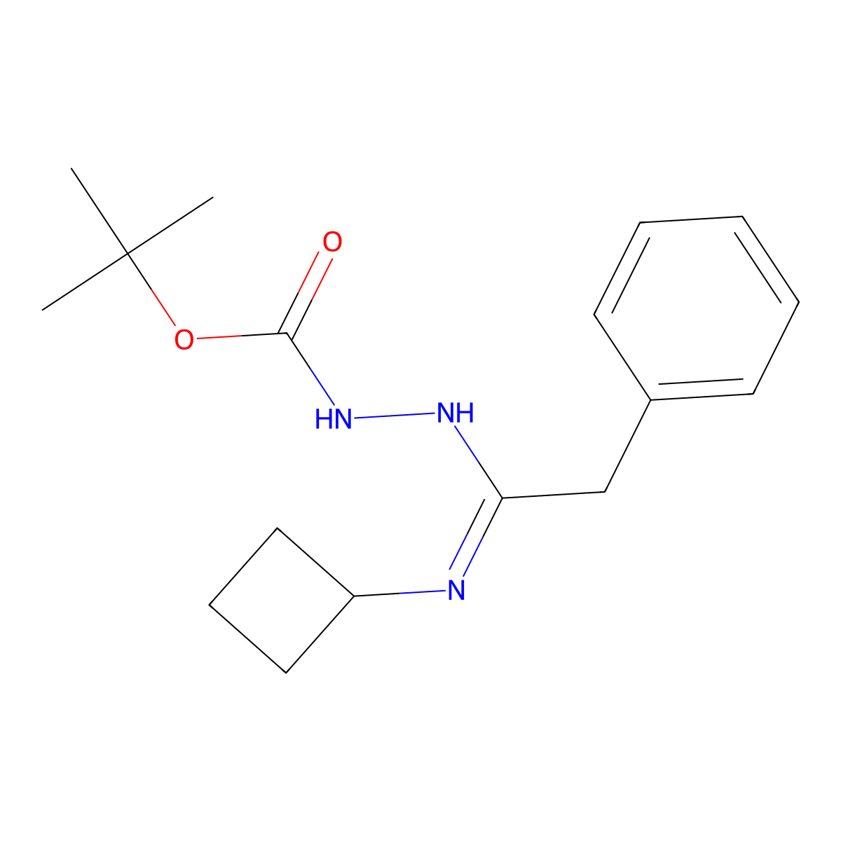 N'-[1-Cyclobutylamino-2-phenylethylidene]hydrazinecarboxylic acid tert-butyl ester molecular structure, CAS 1053657-71-8