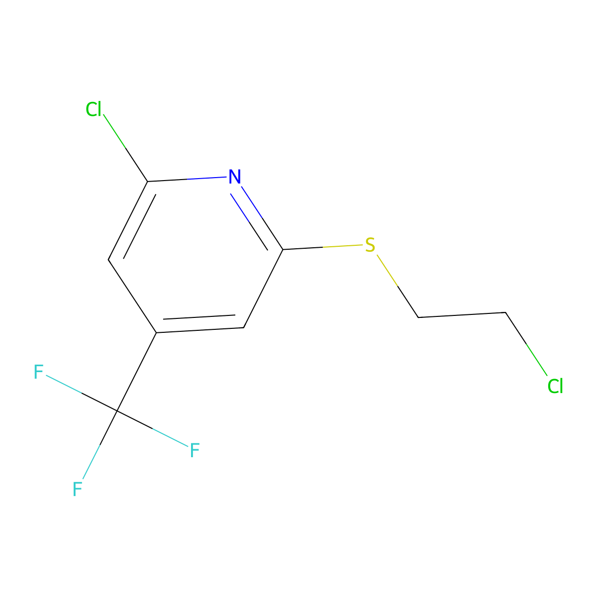 2-Chloro-6-(2'-chloroethylsulfanyl)-4-(trifluoromethyl)pyridine molecular structure, CAS 1053657-72-9