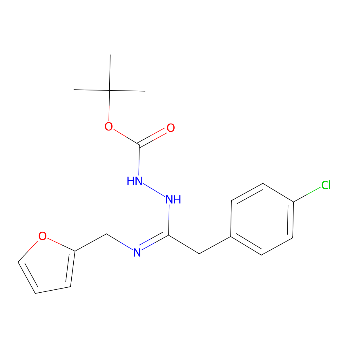 N'-[2-(4-Chlorophenyl)-1-[(furan-2-ylmethyl)amino]ethylidene]hydrazinecarboxylic acid tert-butyl ester molecular structure, CAS 1053657-85-4