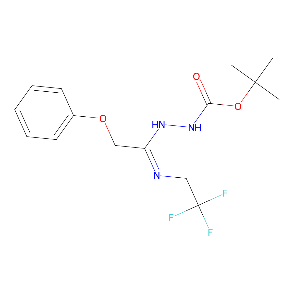 [(1Z)-1-({[(tert-butoxy)carbonyl]amino}imino)-2-phenoxyethyl](2,2,2-trifluoroethyl)amine molecular structure, CAS 1053657-91-2