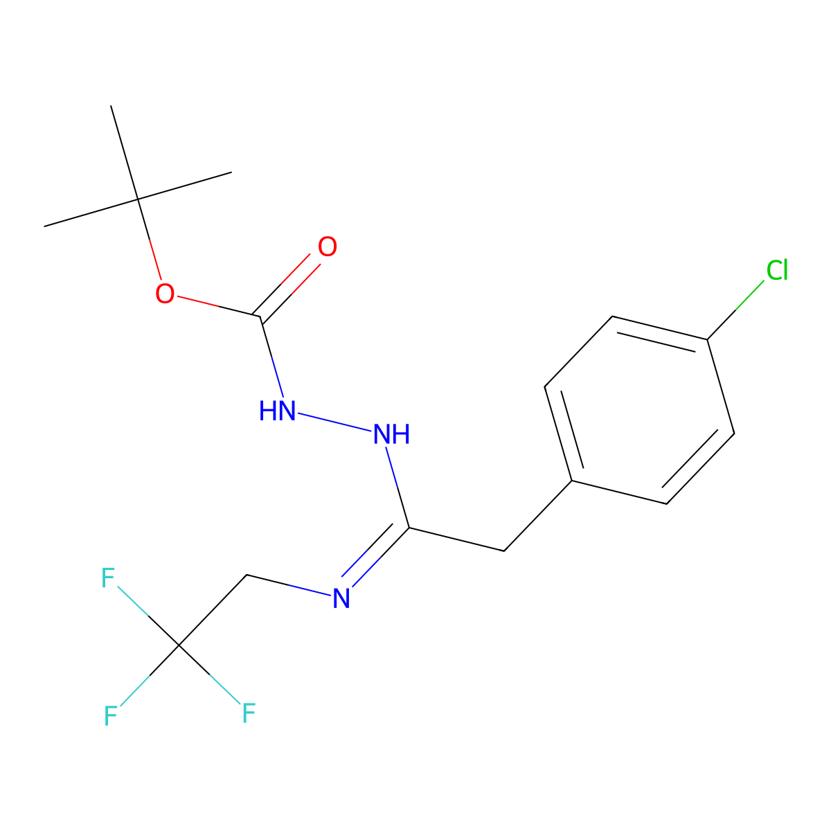 N'-[2-(4-Chlorophenyl)-1-(2,2,2-trifluoroethylamino)ethylidene]hydrazinecarboxylic acid tert-butyl ester molecular structure, CAS 1053658-11-9
