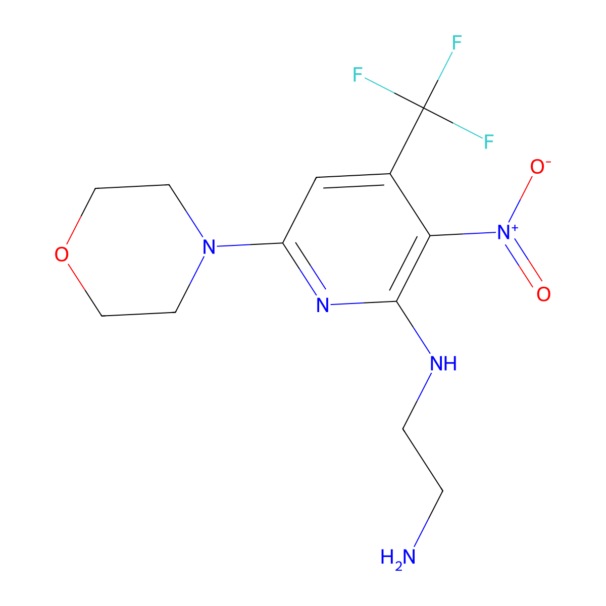 N*1*-(6-Morpholin-4'-yl-3-nitro-4-(trifluoromethyl)pyridin-2-yl)ethane-1,2-diamine molecular structure, CAS 1053658-12-0