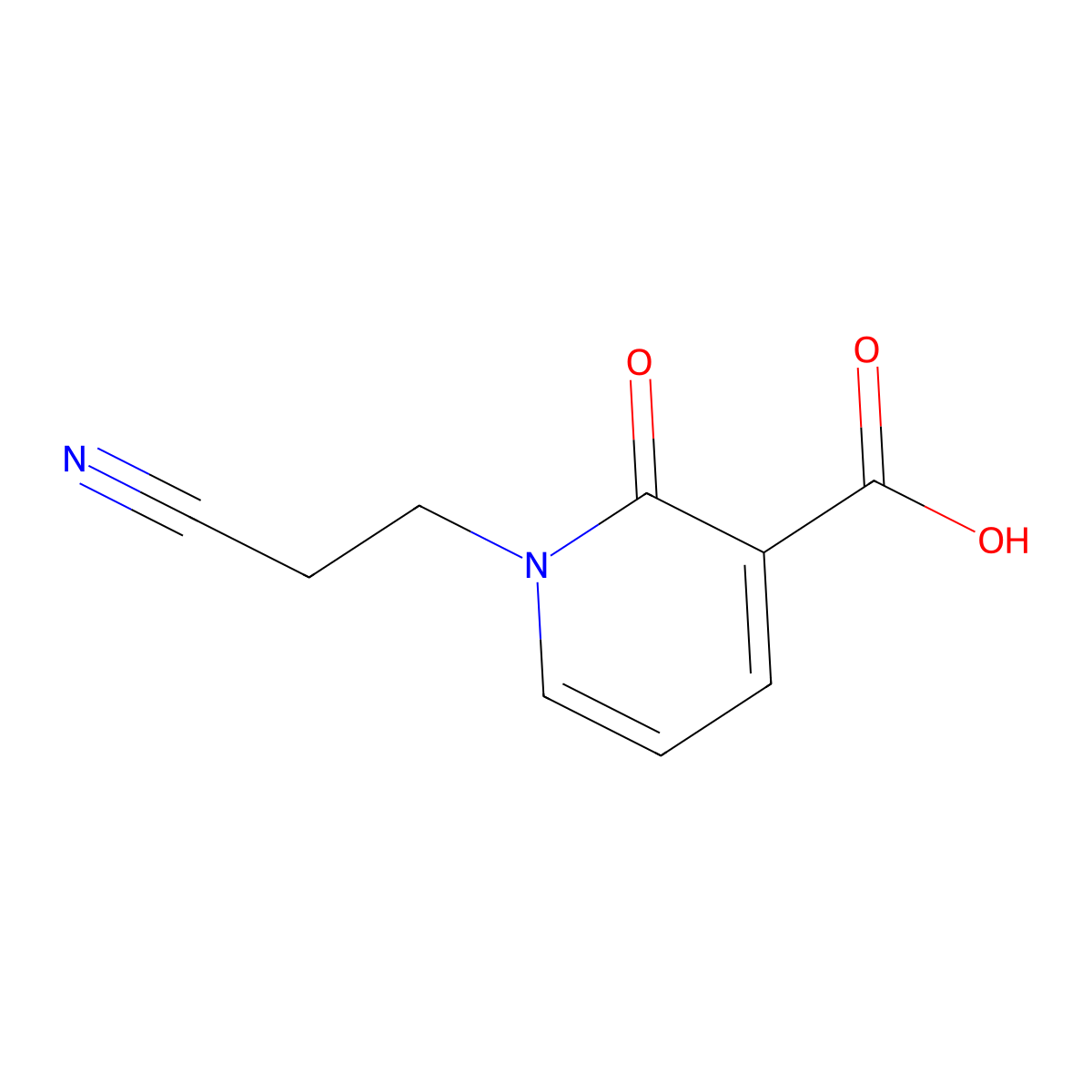 1-(2-Cyanoethyl)-2-oxo-1,2-dihydropyridine-3-carboxylic acid molecular structure, CAS 1053658-31-3