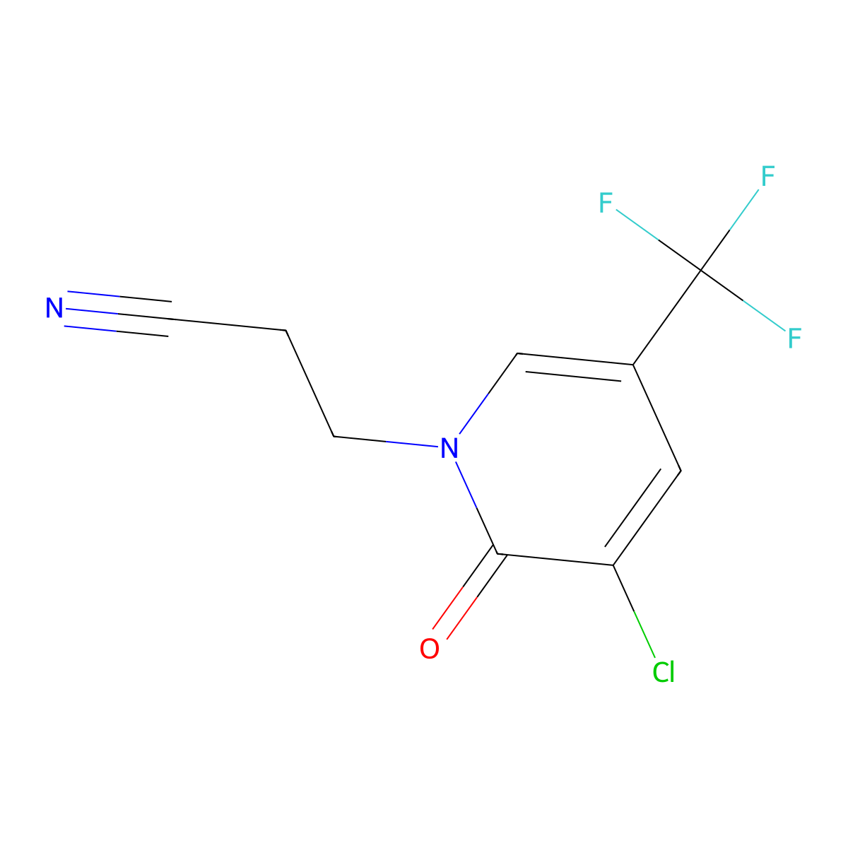 3-(3-Chloro-2-oxo-5-(trifluoromethyl)-2H-pyridin-1-YL)propionitrile molecular structure, CAS 1053658-44-8