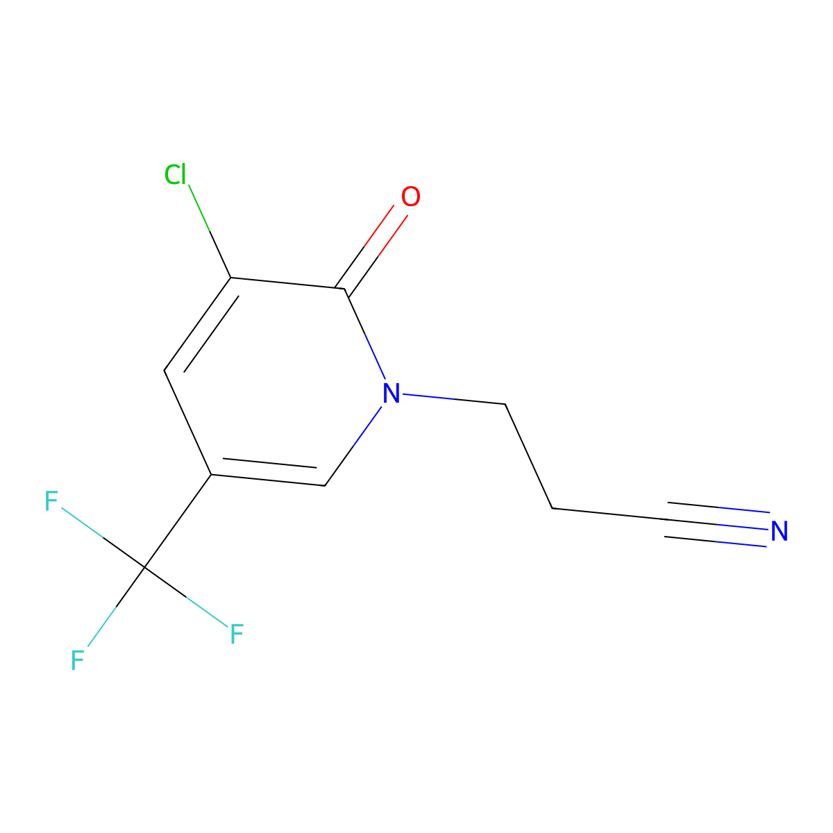 3-(3-Chloro-2-oxo-5-(trifluoromethyl)-2H-pyridin-1-YL)propionitrile molecular structure, CAS 1053658-44-8