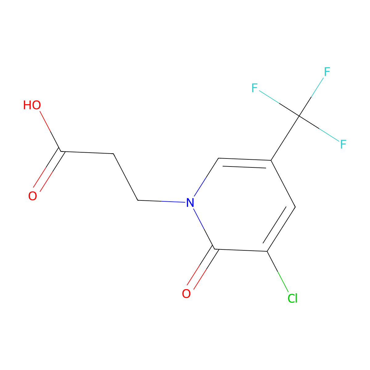 3-(3-Chloro-2-oxo-5-(trifluoromethyl)-2H-pyridin-1-YL)propionic acid molecular structure, CAS 1053658-50-6