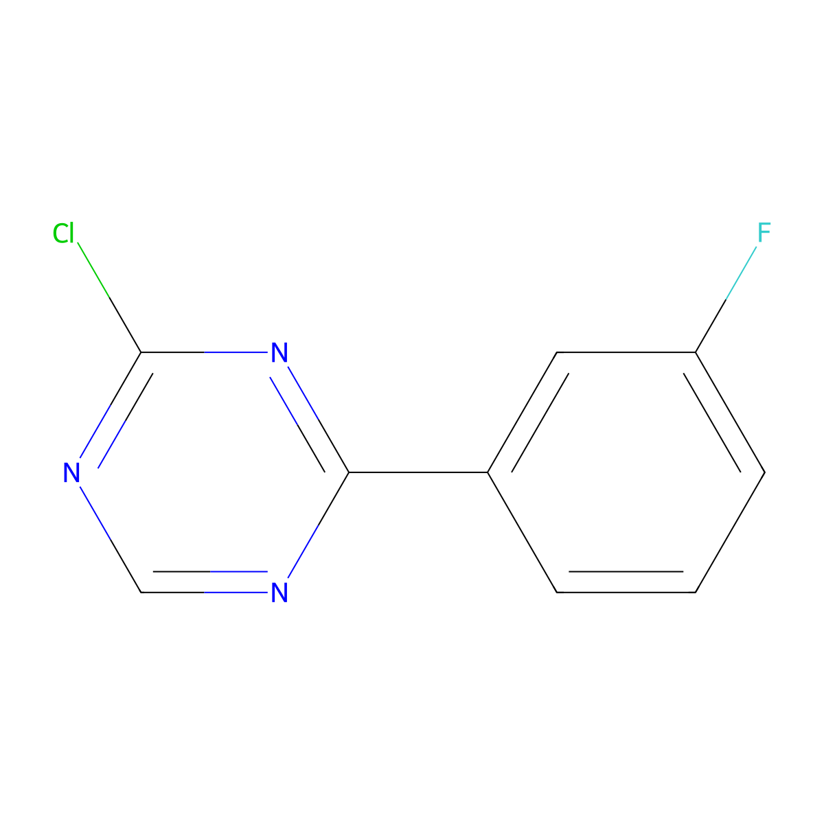 2-Chloro-4-(3-fluorophenyl)-1,3,5-triazine molecular structure, CAS 1053658-51-7