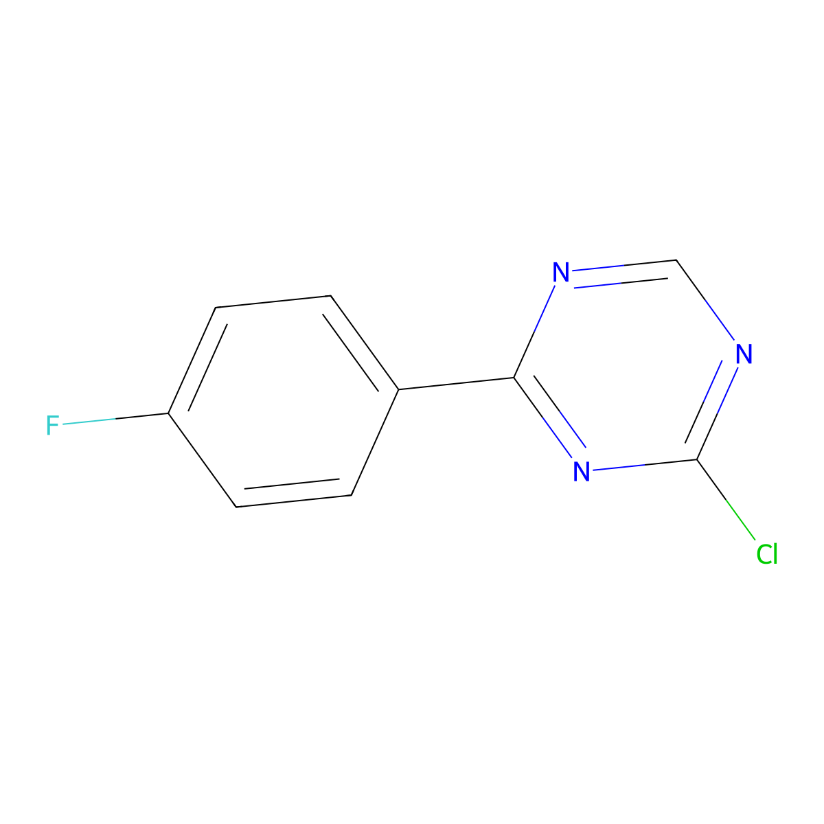 2-Chloro-4-(4-fluorophenyl)-1,3,5-triazine molecular structure, CAS 1053658-58-4