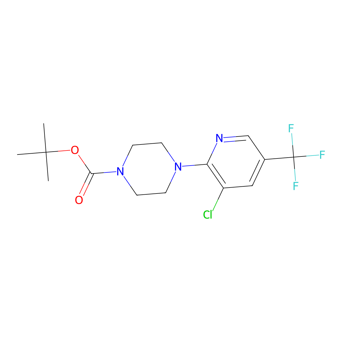 1-Tert-butyloxycarbonyl-4-(3-chloro-5-(trifluoromethyl)pyridin-2-YL)piperazine molecular structure, CAS 1053658-78-8