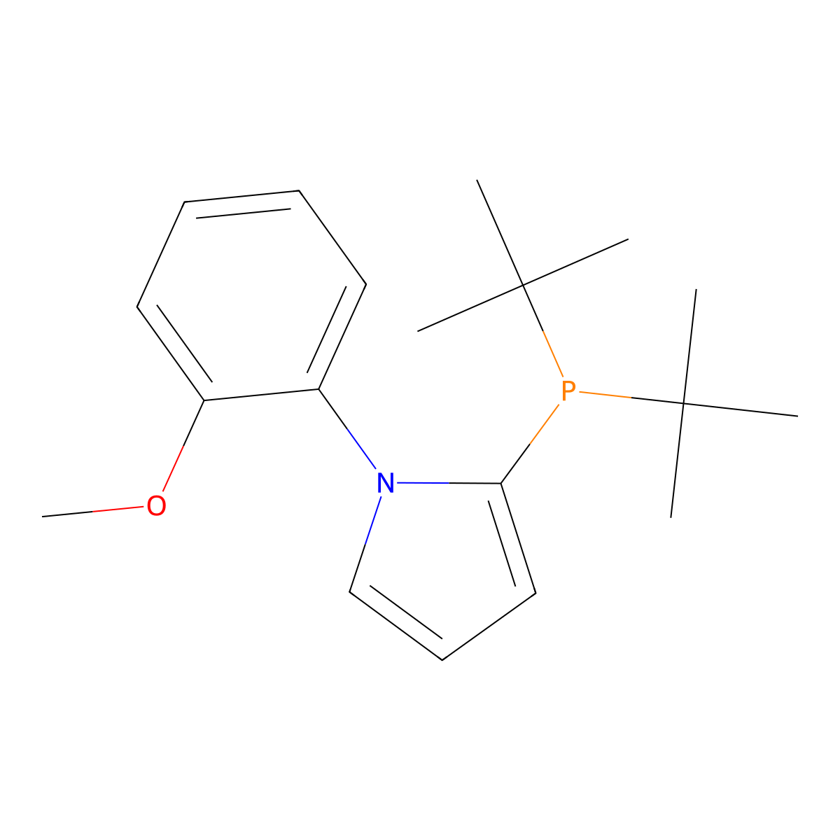 2-(di-tert-Butylphosphino)-1-(2-methoxyphenyl)-1H-pyrrole molecular structure, CAS 1053658-91-5