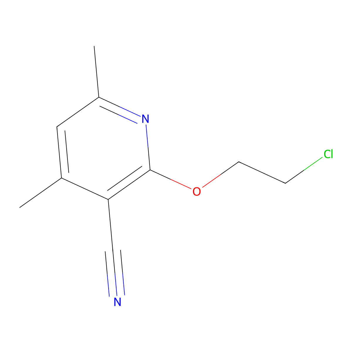 2-(2-Chloroethoxy)-4,6-dimethylnicotinonitrile molecular structure, CAS 1053658-92-6