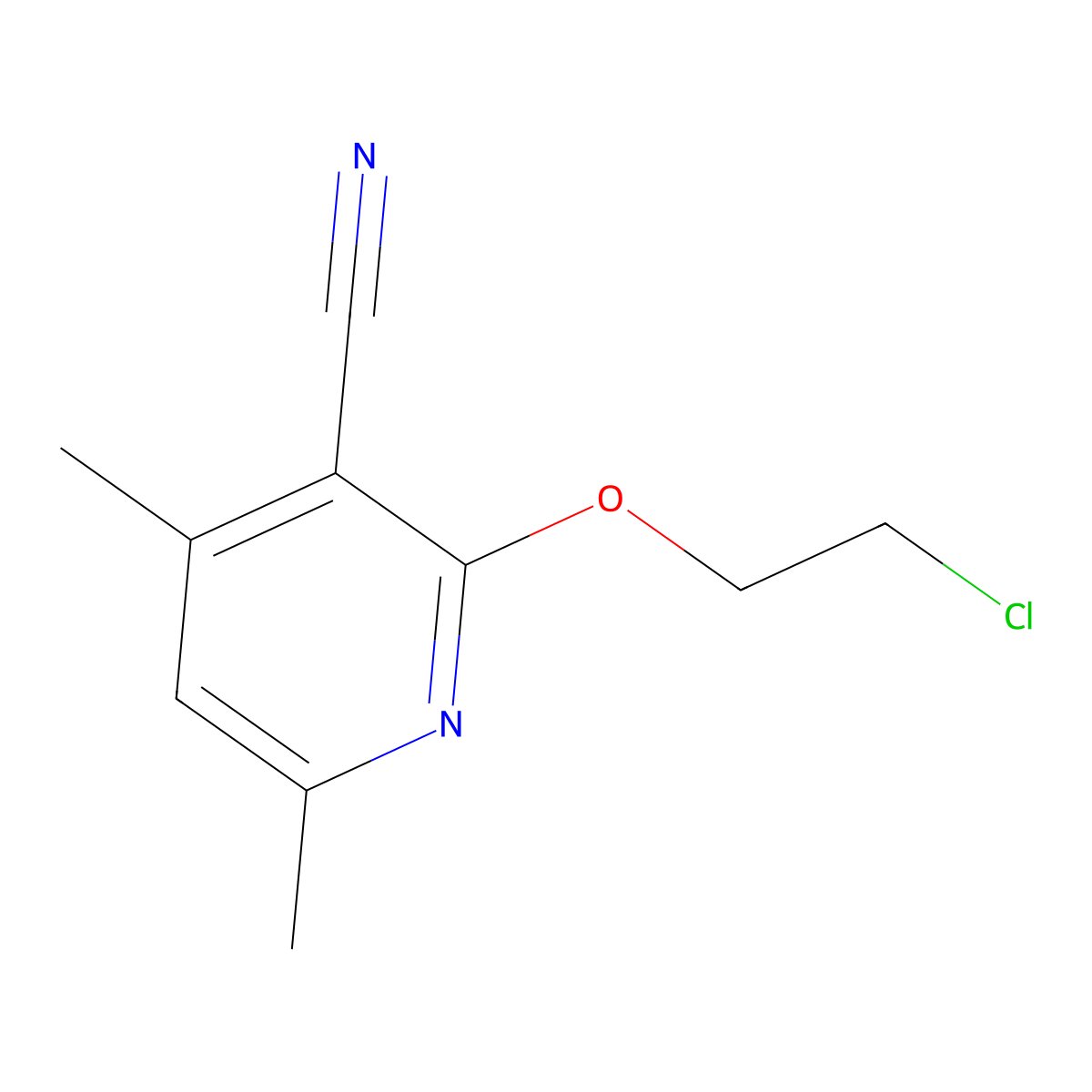 2-(2-Chloroethoxy)-4,6-dimethylnicotinonitrile molecular structure, CAS 1053658-92-6