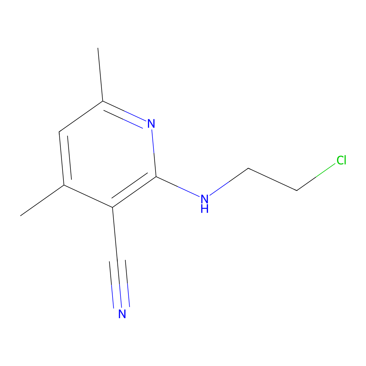 2-(2-Chloroethylamino)-4,6-dimethylnicotinonitrile molecular structure, CAS 1053659-06-5