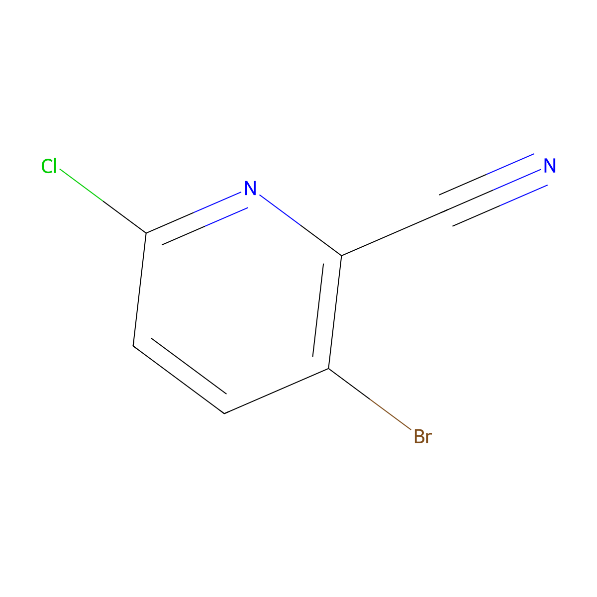 3-Bromo-6-chloropyridine-2-carbonitrile molecular structure, CAS 1053659-39-4