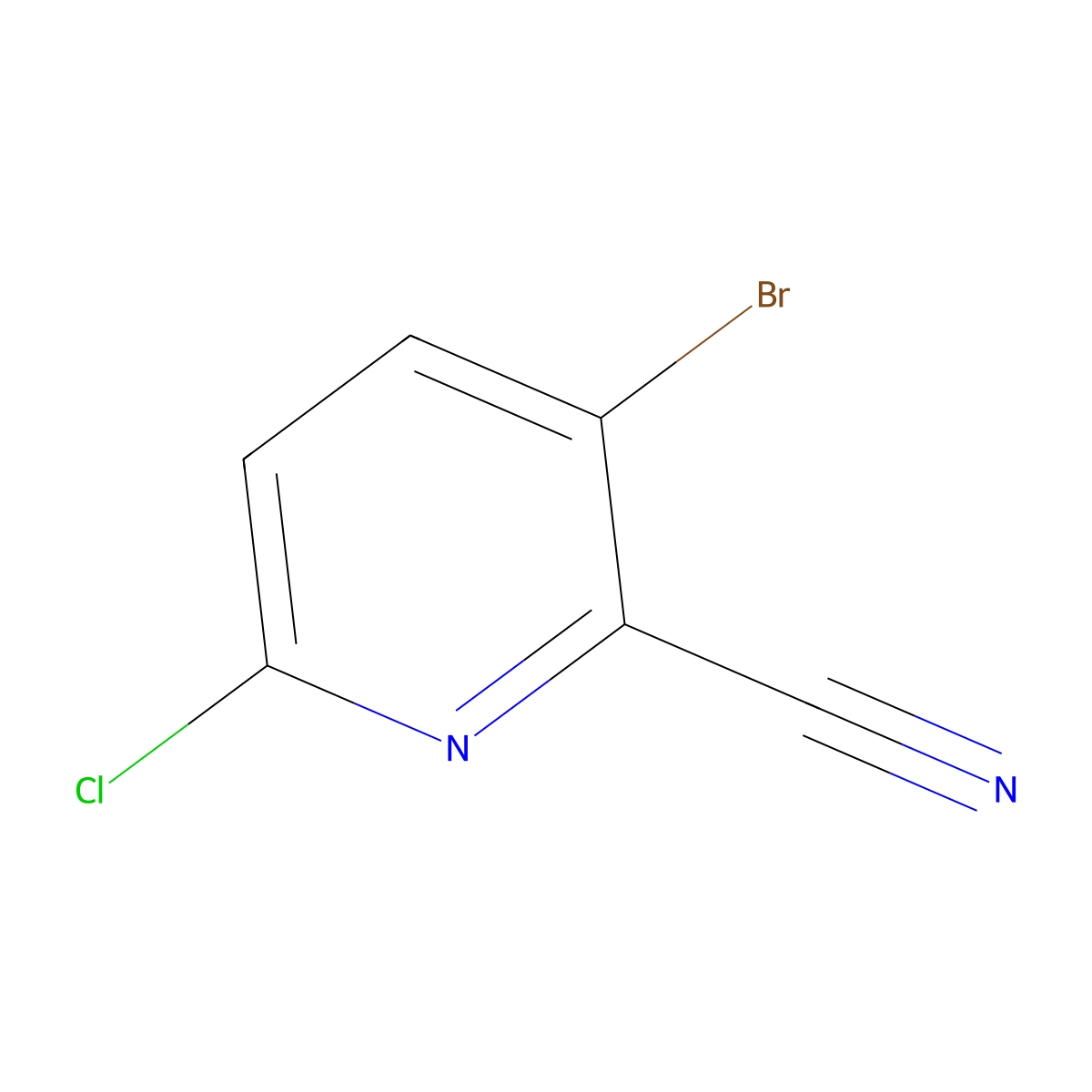 3-Bromo-6-chloropyridine-2-carbonitrile molecular structure, CAS 1053659-39-4