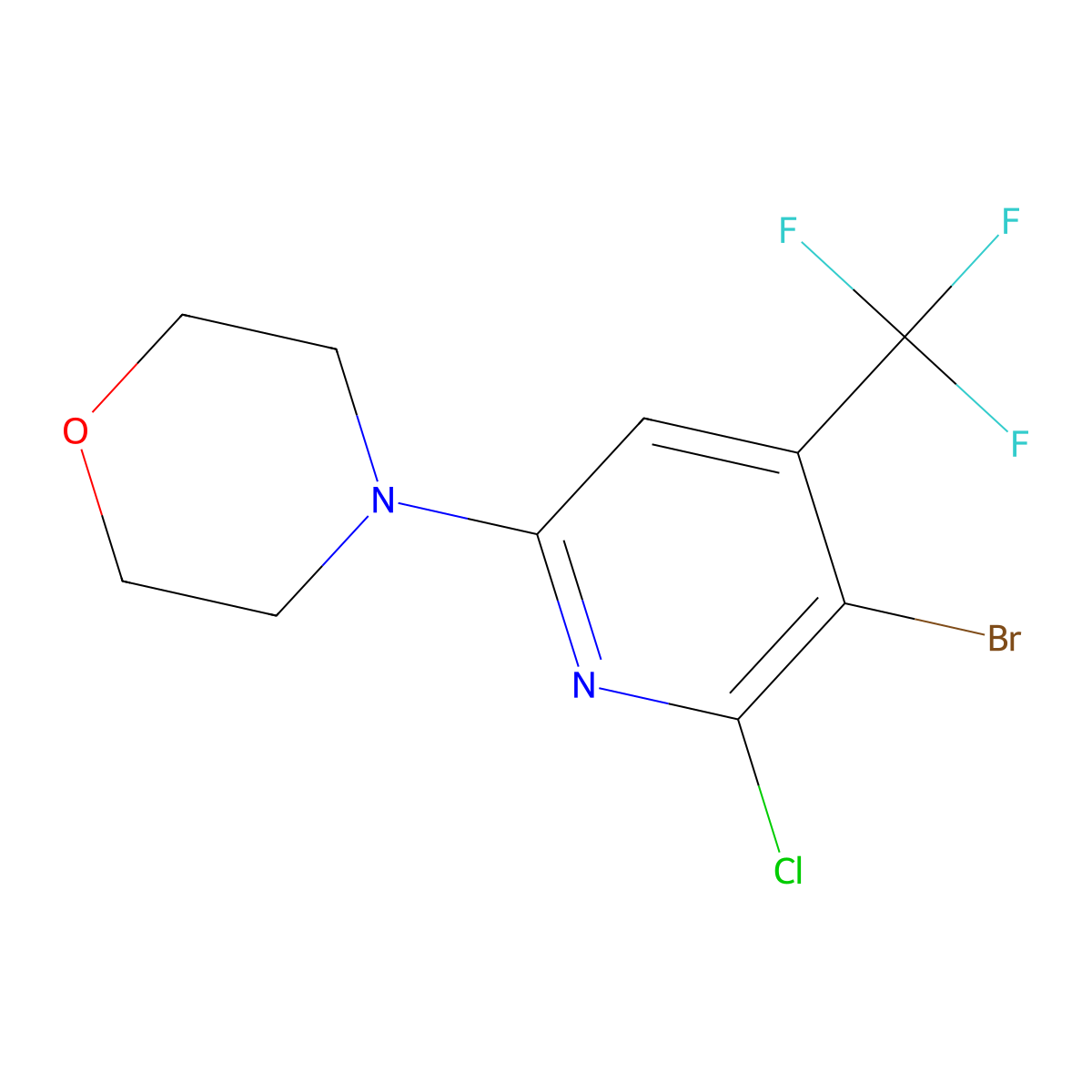 4-[5-Bromo-6-chloro-4-(trifluoromethyl)pyridin-2-yl]morpholine molecular structure, CAS 1053659-46-3