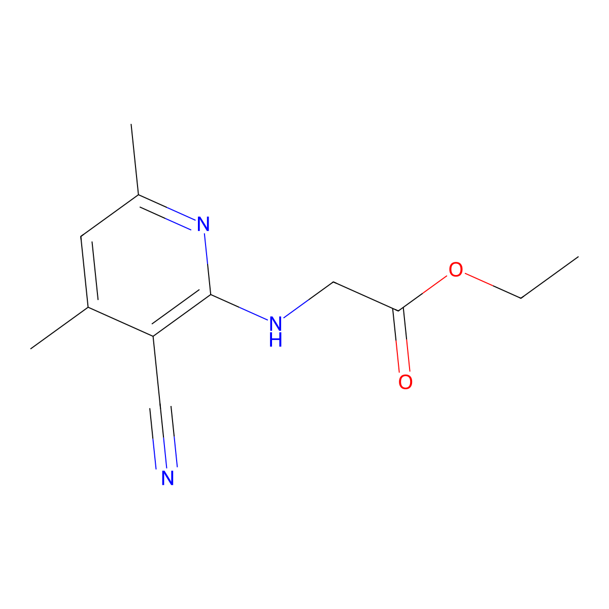 Ethyl (3-cyano-4,6-dimethylpyridin-2-ylamino)acetate molecular structure, CAS 1053659-98-5