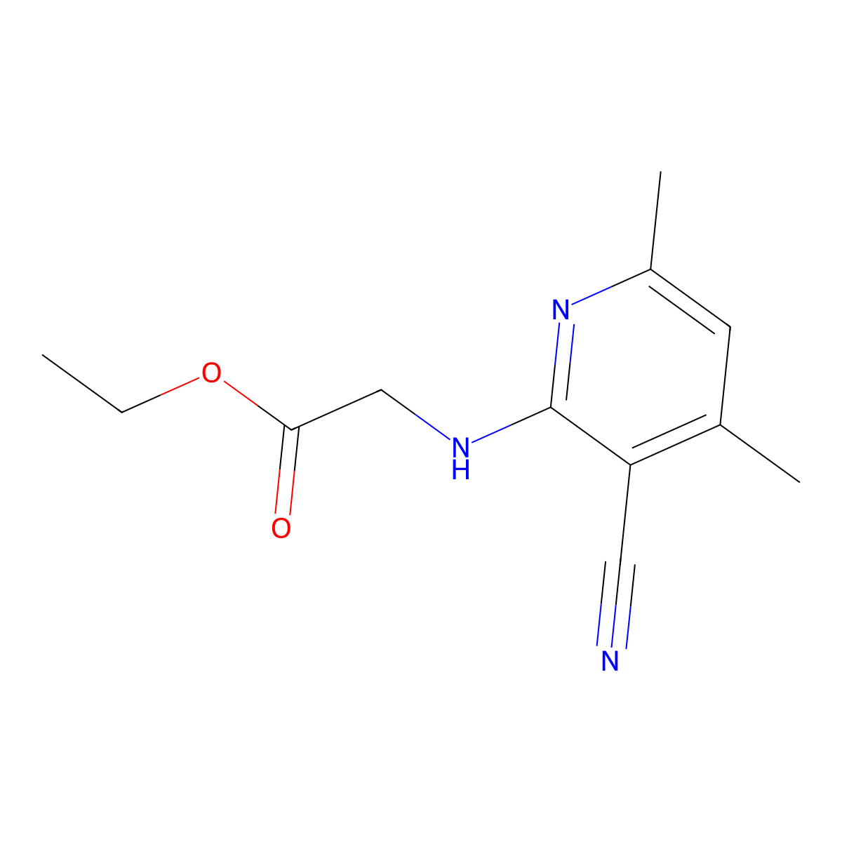 Ethyl (3-cyano-4,6-dimethylpyridin-2-ylamino)acetate molecular structure, CAS 1053659-98-5