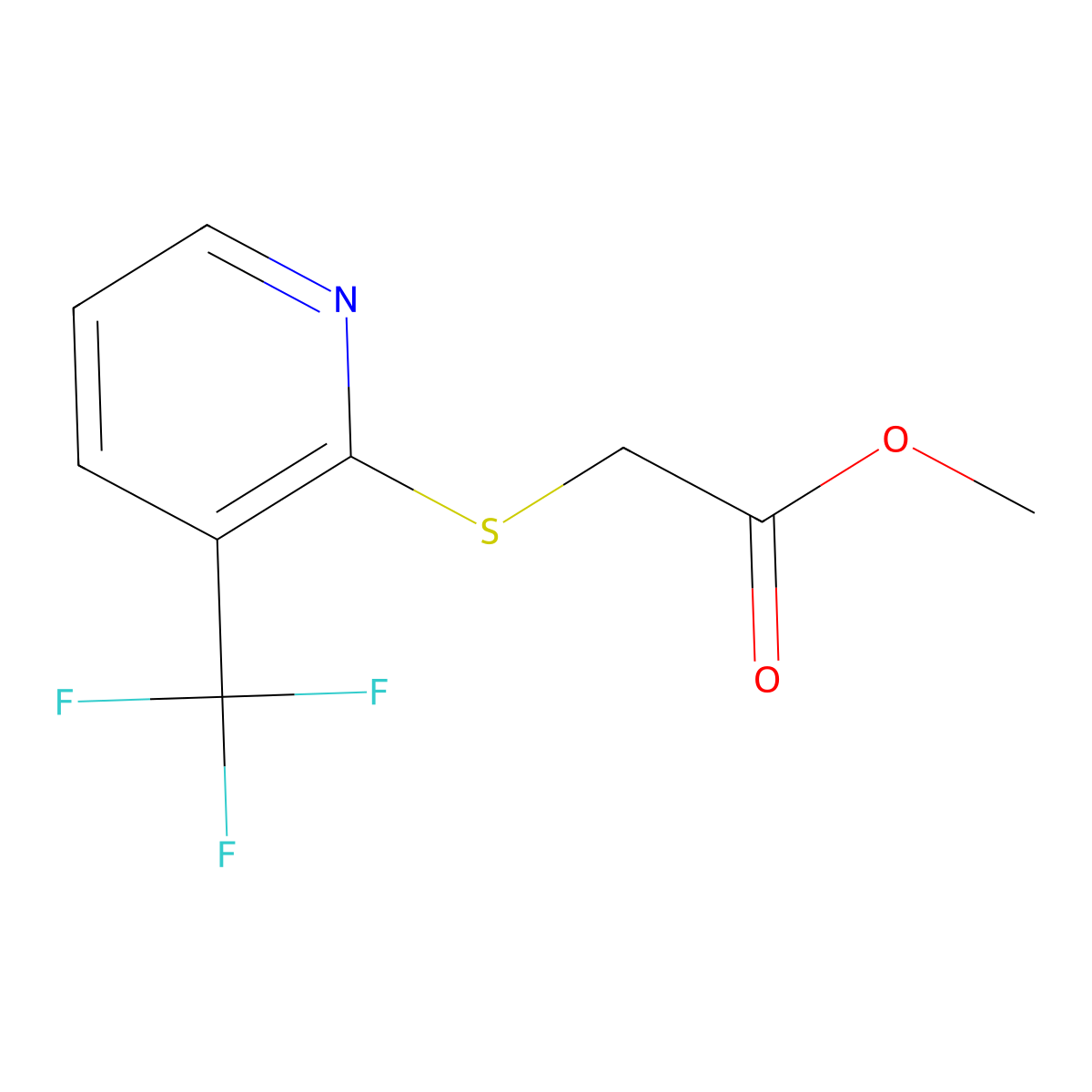 Methyl (3-(trifluoromethyl)pyridin-2-ylsulfanyl)acetate molecular structure, CAS 1053660-04-0