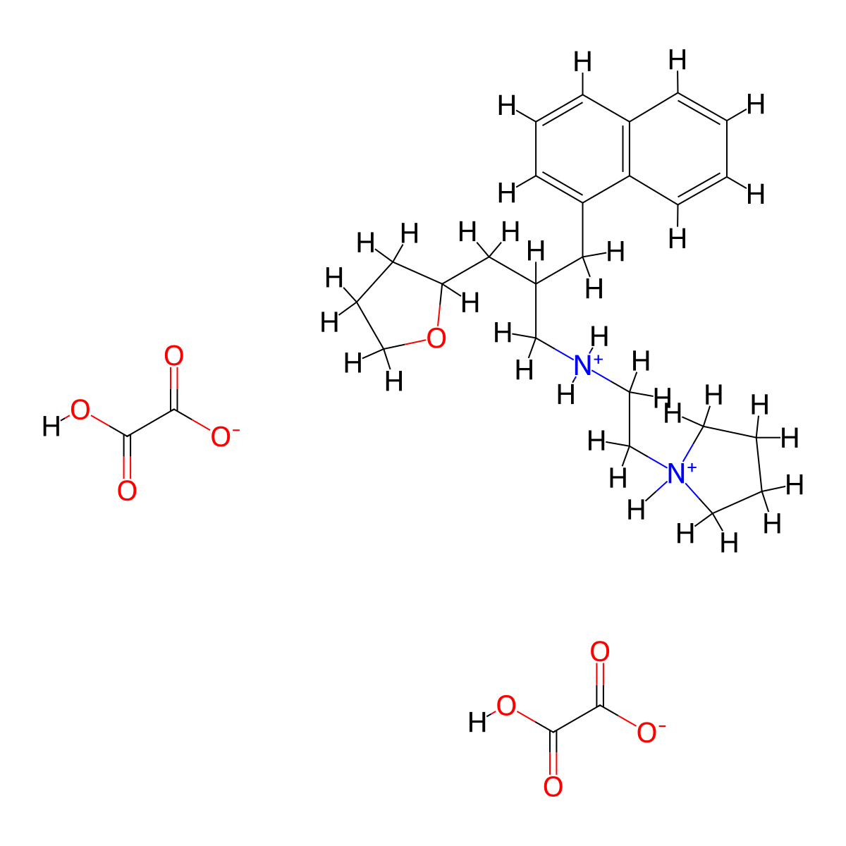2-Furanpropylamine, tetrahydro-beta-(1-naphthylmethyl)-N-(2-pyrrolidinoethyl)-, bioxalate molecular structure, CAS 10537-02-7