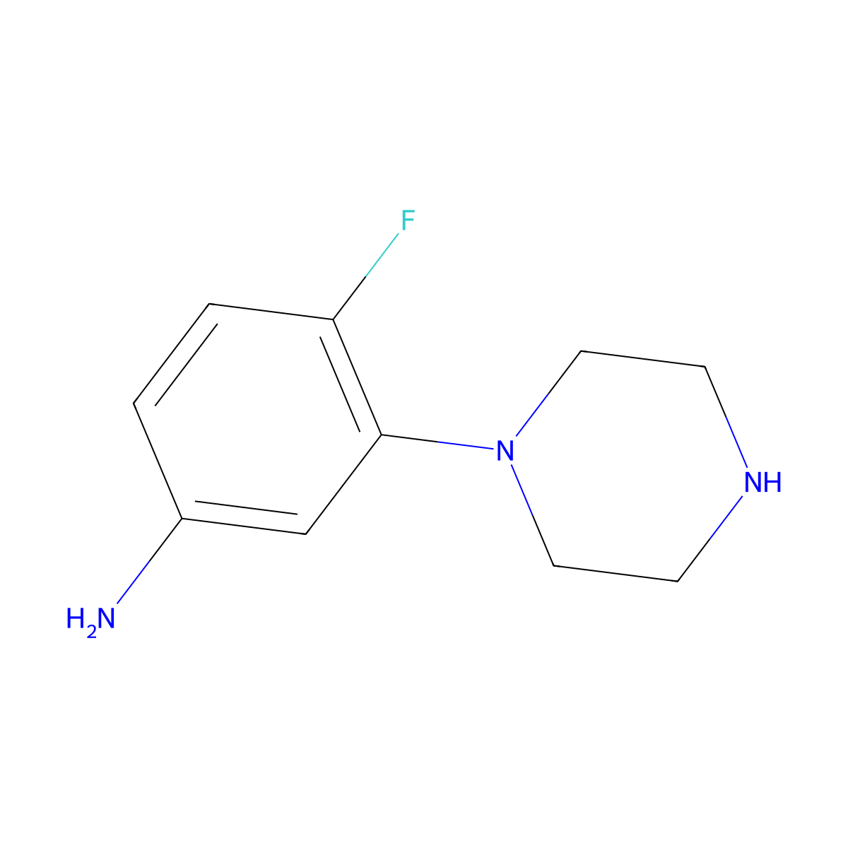 4-Fluoro-3-(piperazin-1-yl)aniline molecular structure, CAS 105377-03-5