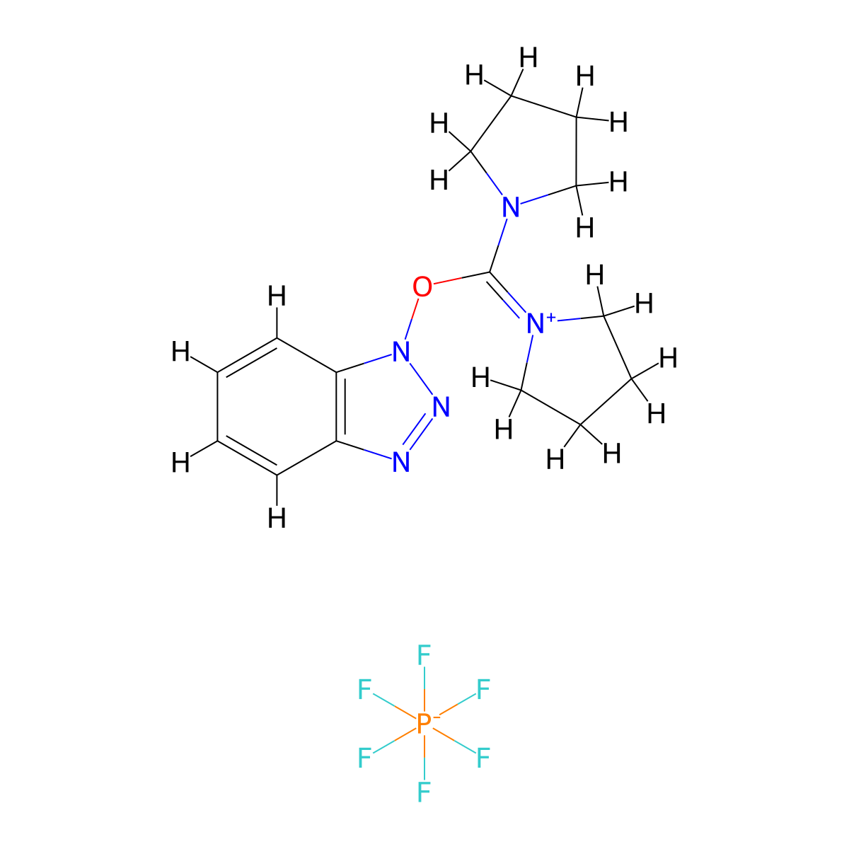 O-(Benzotriazol-1-yl)-N,N,N',N'-bis(tetramethylene)uronium Hexafluorophosphate molecular structure, CAS 105379-24-6