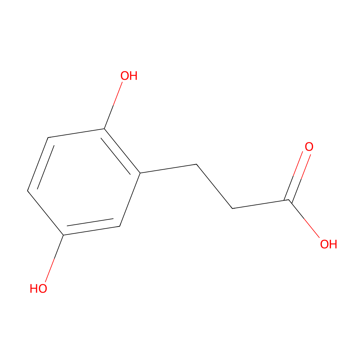 Benzenepropanoic acid, 2,5-dihydroxy- molecular structure, CAS 10538-47-3