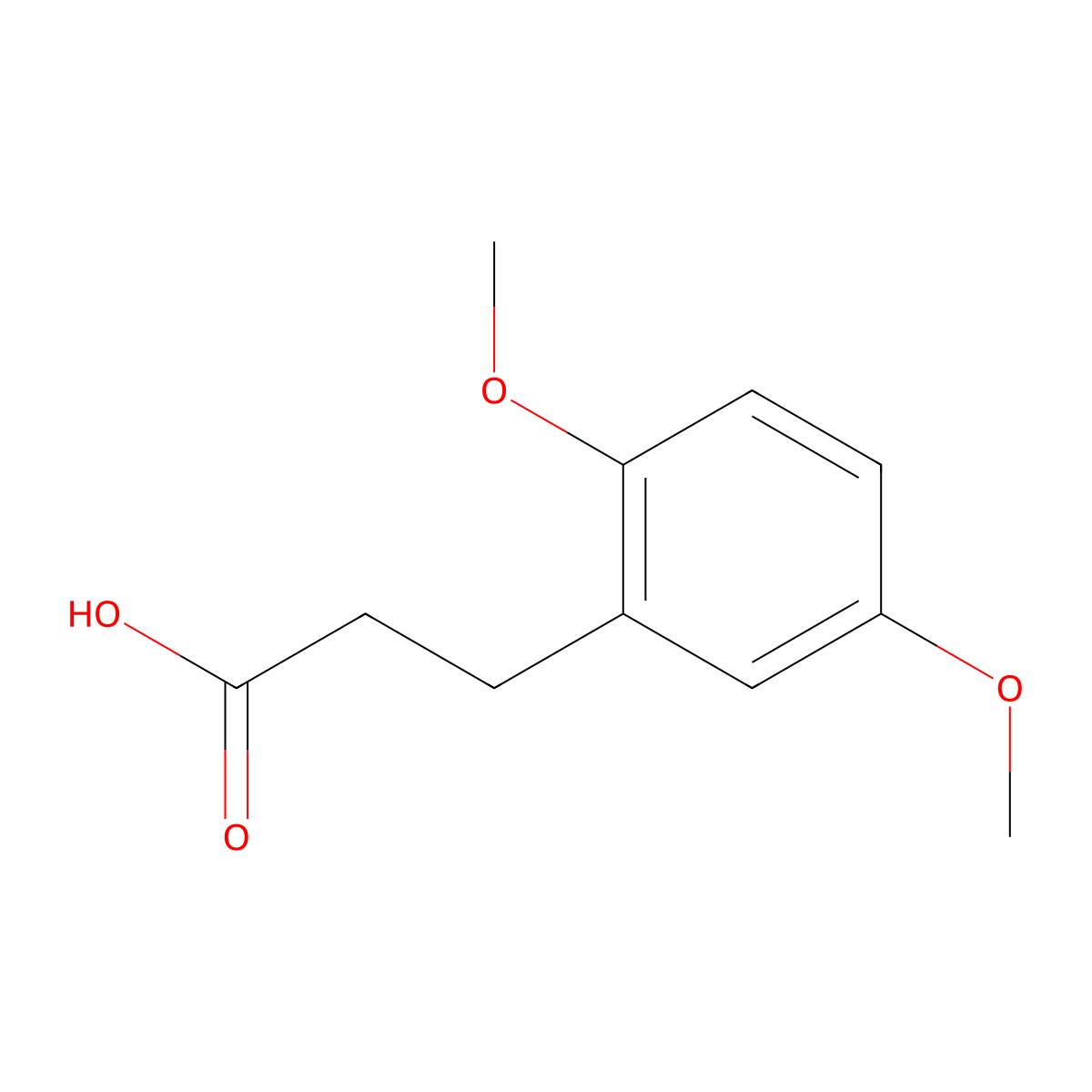 Benzenepropanoic acid, 2,5-dimethoxy- molecular structure, CAS 10538-49-5