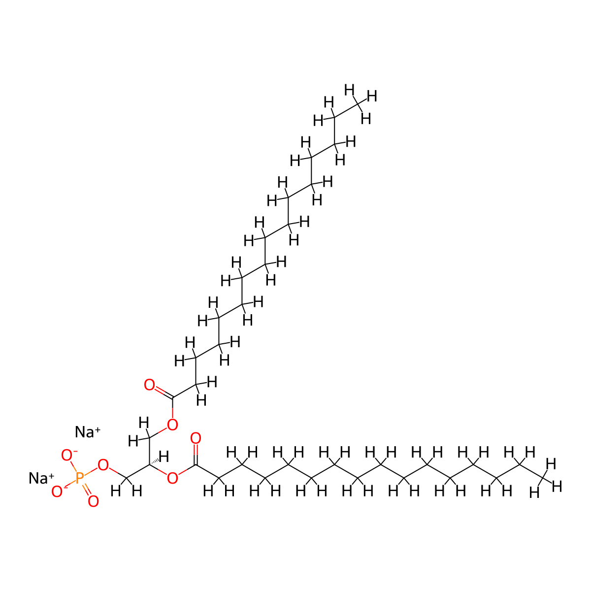 Sodium (R)-2,3-bis(palmitoyloxy)propyl phosphate molecular structure, CAS 105381-36-0