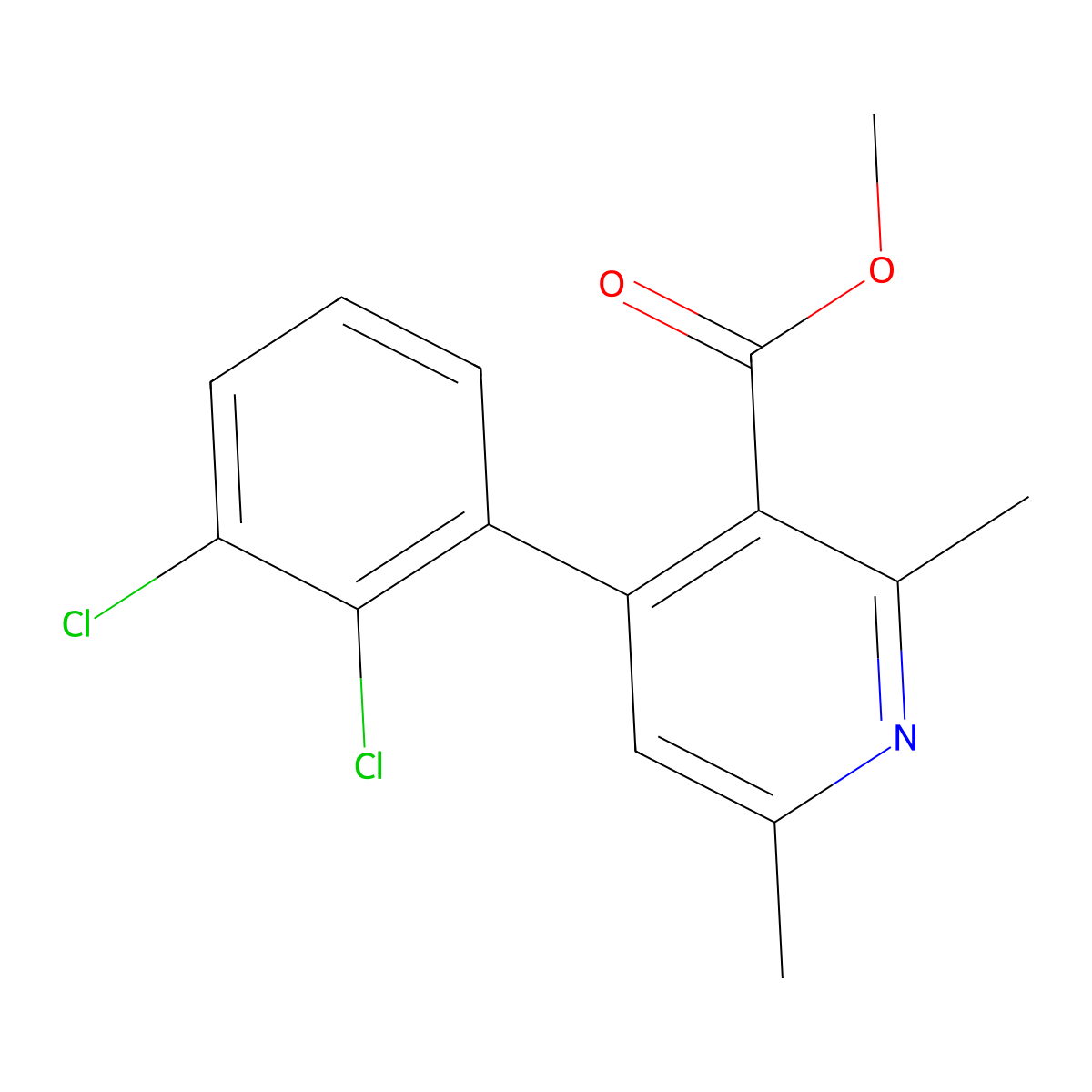 Methyl 4-(2,3-dichlorophenyl)-2,6-dimethylnicotinate molecular structure, CAS 105383-68-4