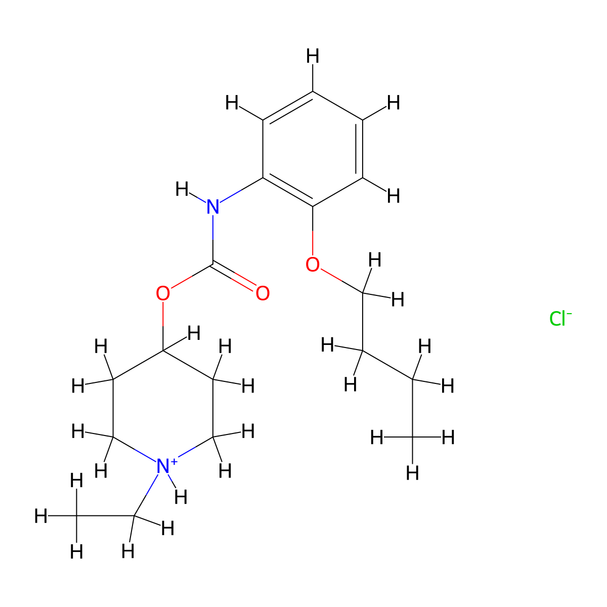 Carbanilic acid, o-butoxy-, 1-ethyl-4-piperidyl ester, hydrochloride molecular structure, CAS 105383-96-8