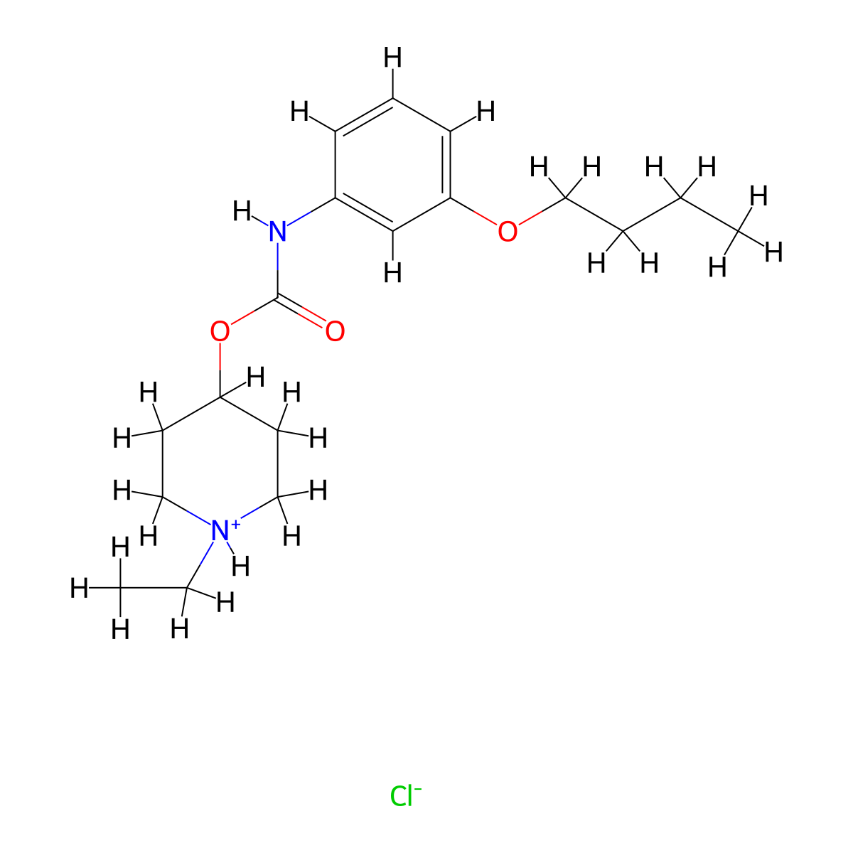 Carbanilic acid, m-butoxy-, 1-ethyl-4-piperidyl ester, hydrochloride molecular structure, CAS 105384-00-7