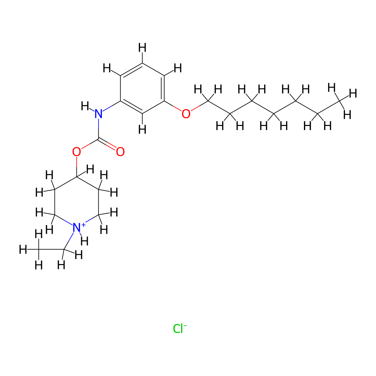 Carbanilic acid, m-(heptyloxy)-, 1-ethyl-4-piperidyl ester, hydrochloride molecular structure, CAS 105384-01-8