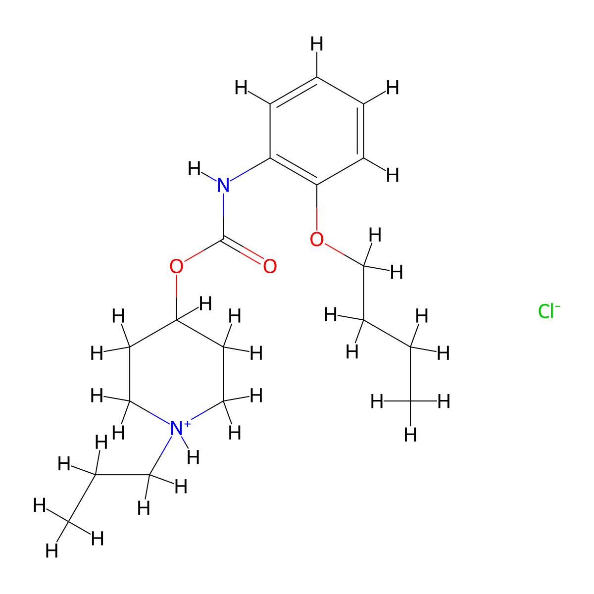 Carbanilic acid, o-butoxy-, 1-propyl-4-piperidyl ester, hydrochloride molecular structure, CAS 105384-03-0