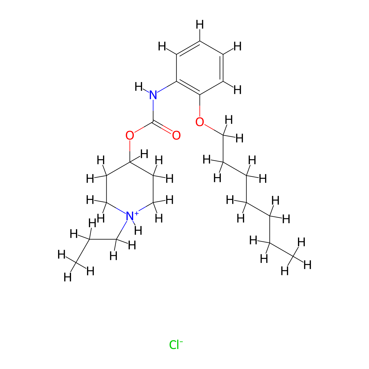 Carbanilic acid, o-(heptyloxy)-, 1-propyl-4-piperidyl ester, hydrochloride molecular structure, CAS 105384-06-3