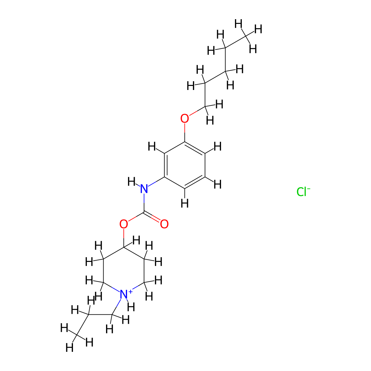 Carbanilic acid, m-(pentyloxy)-, 1-propyl-4-piperidyl ester, hydrochloride molecular structure, CAS 105384-07-4