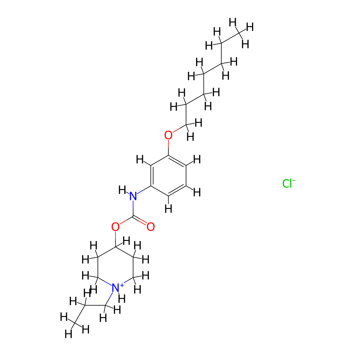 Carbanilic acid, m-(heptyloxy)-, 1-propyl-4-piperidyl ester, hydrochloride molecular structure, CAS 105384-08-5