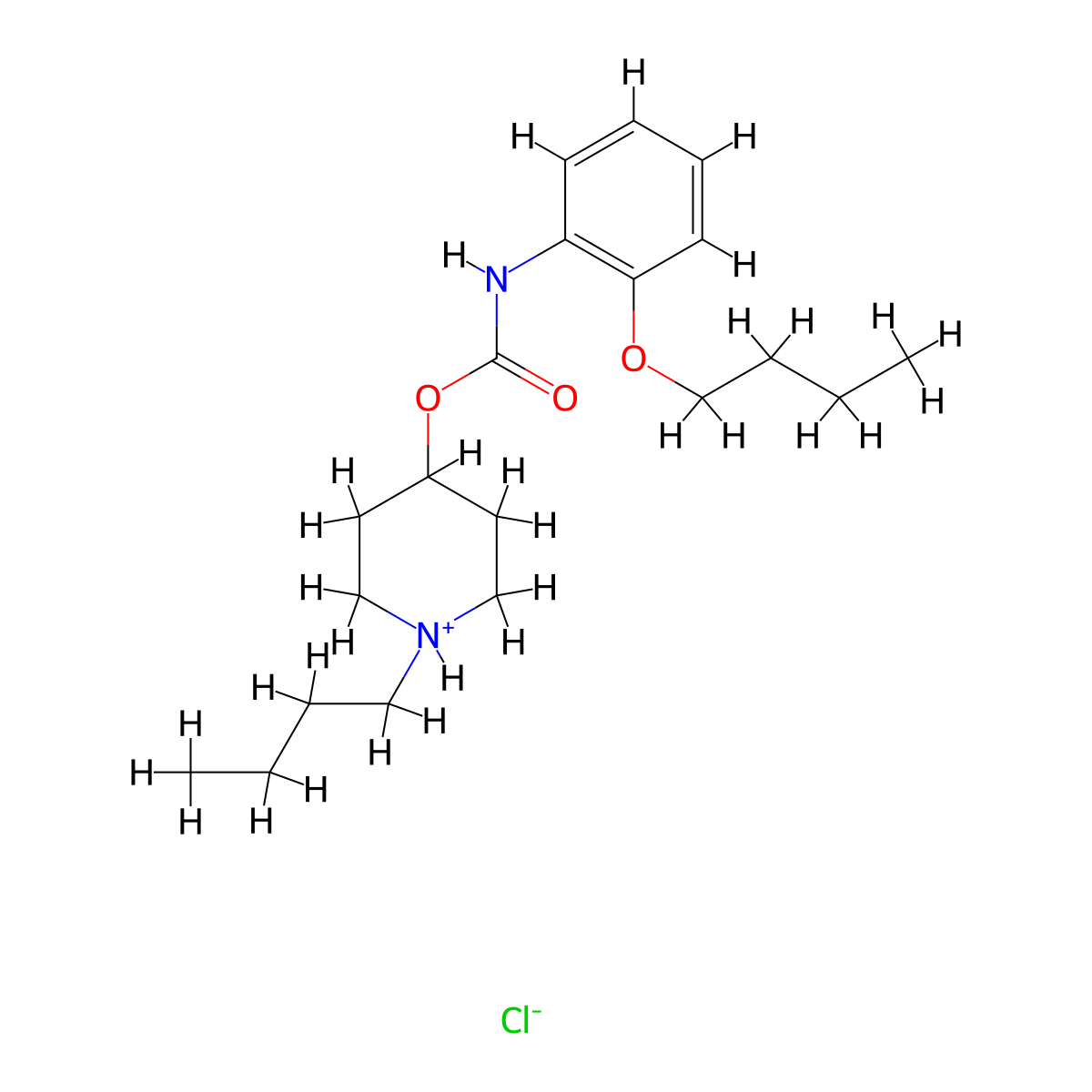 1-Butylpiperidin-4-yl hydrogen (2-butoxyphenyl)carbonimidate--hydrogen chloride (1/1) molecular structure, CAS 105384-10-9
